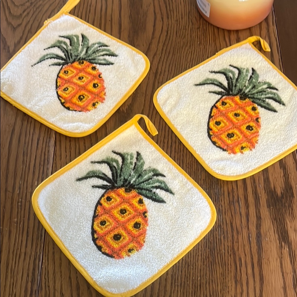 Vintage Pineapple cotton terry potholders